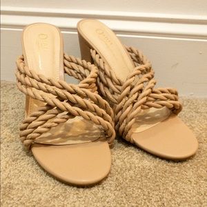 Tan Braided Block Heel